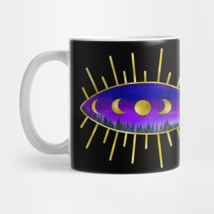 Moon Phases Third Eye Mystical Purple Art Mug